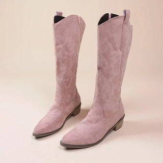 Georgia - Kniehohe Cowboystiefel - Stickerei - Detail - Stiefel - Rosa - Müller Mode