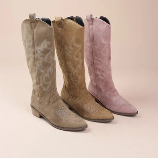 Georgia - Kniehohe Cowboystiefel - Stickerei - Detail - Stiefel - Rosa - Müller Mode