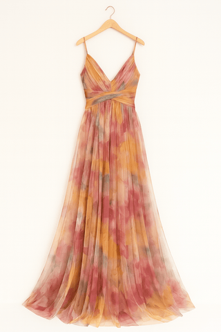 Greta Maxikleid mit Ombre - Blumenmuster - Kleider - Orange - Müller Mode
