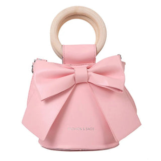 Gretta - Handtasche mit Fliege - Runder Holzgriff - Schultertaschen - Rosa - Müller Mode