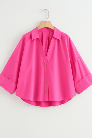 Gwen Oversize Bluse mit Knöpfen - Bluse - Rosa - Müller Mode