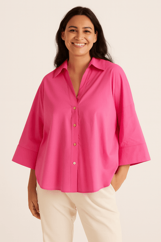 Gwen Oversize Bluse mit Knöpfen - Bluse - Rosa - Müller Mode