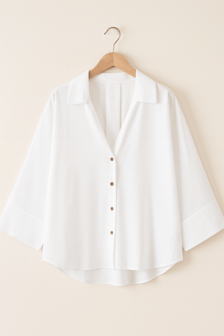 Gwen Oversize Bluse mit Knöpfen - Bluse - Weiß - Müller Mode