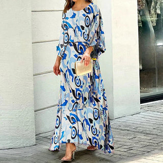 Hanna - Wirbelmuster - Maxikleid - Kleider - Blau - Müller Mode