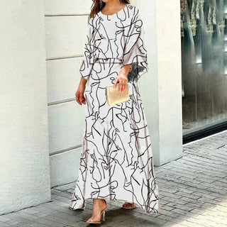 Hanna - Wirbelmuster - Maxikleid - Kleider - Weiß - Müller Mode