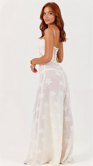 Hannah - Maxikleid - Spitzenrücken - Kleider - Weiß - Müller Mode