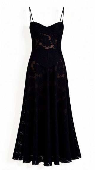Hannah - Maxikleid - Spitzenrücken - Kleider - Schwarz - Müller Mode