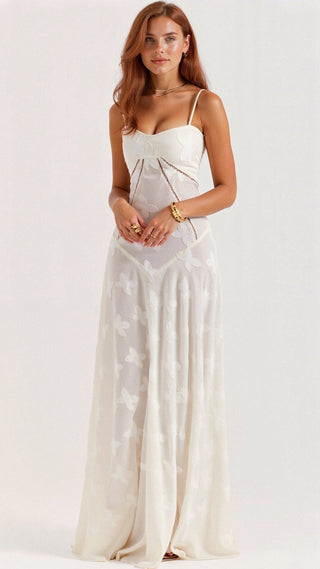 Hannah - Maxikleid - Spitzenrücken - Kleider - Weiß - Müller Mode