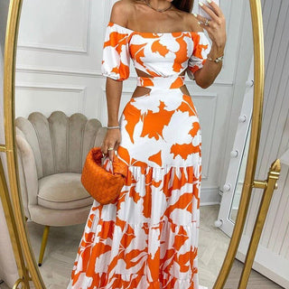 Hedi - Kleid - Off - Shoulder Ausschnitt - Kleider - Orange - Müller Mode