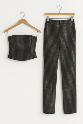 Helga Schulterfreier Jumpsuit mit Pailletten - Jumpsuits - Grau - Müller Mode