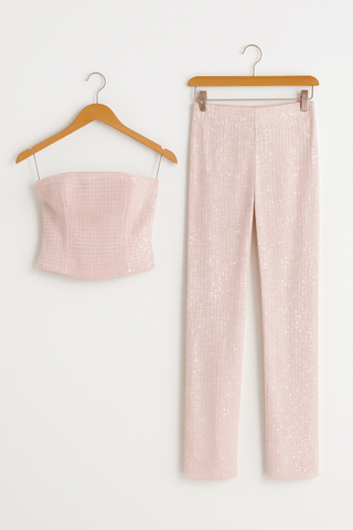Helga Schulterfreier Jumpsuit mit Pailletten - Jumpsuits - Rosa - Müller Mode