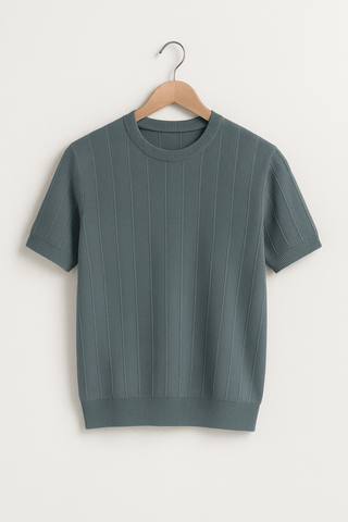 Hudson Strick T-Shirt Herren Kurzarm - T-shirts - Blau - Müller Mode