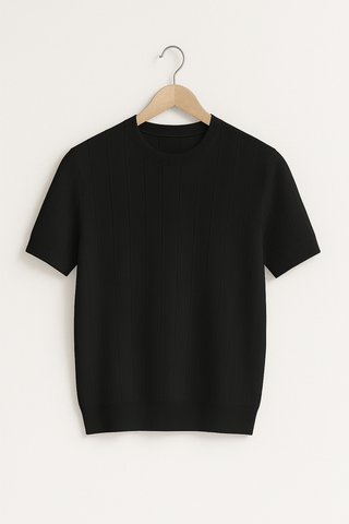 Hudson Strick T-Shirt Herren Kurzarm - T-shirts - Schwarz - Müller Mode