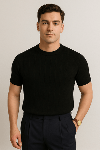 Hudson Strick T-Shirt Herren Kurzarm - T-shirts - Schwarz - Müller Mode