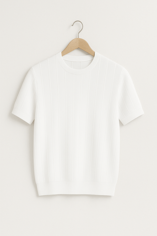 Hudson Strick T-Shirt Herren Kurzarm - T-shirts - Weiß - Müller Mode