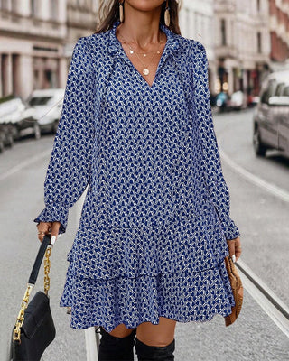 Irina - Langarm Kleid - Mühelose Eleganz - Kleider - Blau - Müller Mode