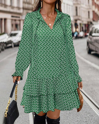 Irina - Langarm Kleid - Mühelose Eleganz - Kleider - Grün - Müller Mode