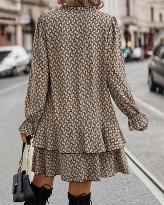 Irina - Langarm Kleid - Mühelose Eleganz - Kleider - Khaki - Müller Mode