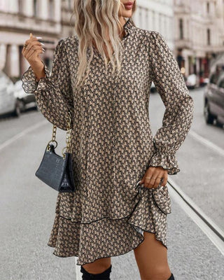 Irina - Langarm Kleid - Mühelose Eleganz - Kleider - Khaki - Müller Mode