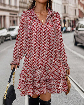 Irina - Langarm Kleid - Mühelose Eleganz - Kleider - Rot - Müller Mode