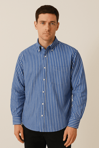 Isaac Hemd mit Streifenmuster Langarm - Hemden - Blau - Müller Mode