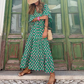 Isabell - Langes Kleid - Sommerkleid - Kleider - Dunkelgrün - Müller Mode