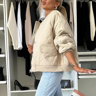 Isabell Gesteppte Bomberjacke mit Druckknöpfen - Jacken - Khaki - Müller Mode