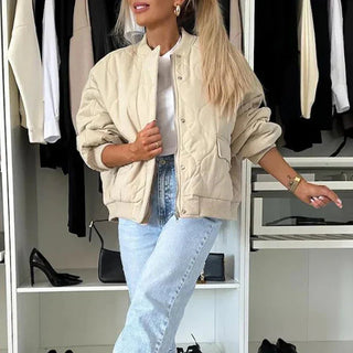 Isabell Gesteppte Bomberjacke mit Druckknöpfen - Jacken - Khaki - Müller Mode