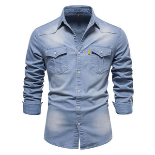 Isak Denim - Hemd mit Knopfleiste - Hemden - Hellblau - Müller Mode
