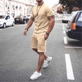 Jarek Kurzarm T-Shirt und Shorts Set - Sets - Khaki - Müller Mode