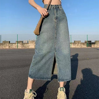 Jessica Jeansrock Schlitz Hohe Taille - Rock - Blau - Müller Mode