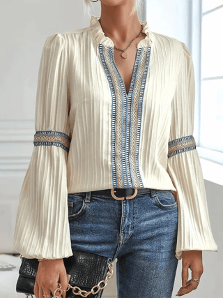Johanna - Spitzenbluse - Lockere Passform - Bluse - Weiß - Müller Mode