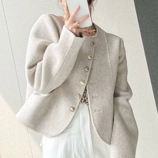 Joleena - Dicker Herbst - Blazer - Gekürzte Länge - Blazers - Beige - Müller Mode