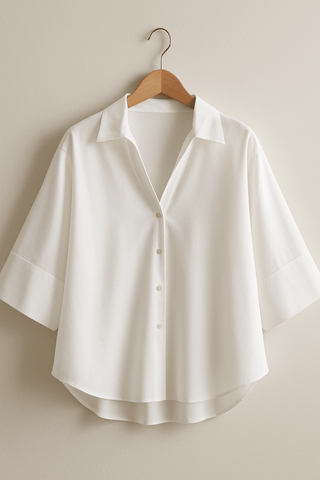 Jolie Oversize Bluse gestreift mit Knöpfen - Bluse - Weiß - Müller Mode