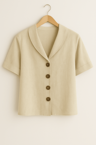 Josefine Bluse mit Kragen und Knopfleiste - Bluse - Beige - Müller Mode