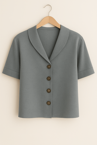 Josefine Bluse mit Kragen und Knopfleiste - Bluse - Grau - Müller Mode