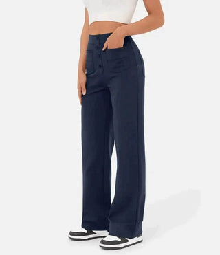 Josefine - Elastische Freizeithose mit hoher Taille - Stoffhosen - Marineblau - Müller Mode