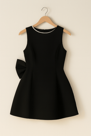 Josefine Minikleid mit Perlen & Schleife - Kleider - Schwarz - Müller Mode