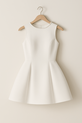Josefine Minikleid mit Perlen & Schleife - Kleider - Weiß - Müller Mode