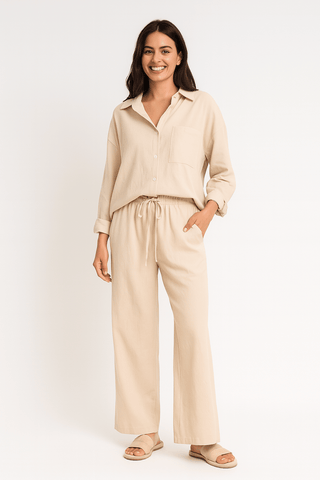 Joyce 2 - teiliges Set mit lockerer Bluse und Hose - Sets - Beige - Müller Mode