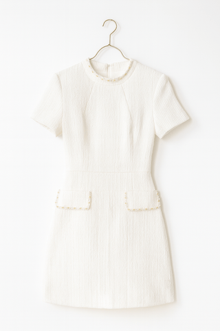Judith Tweed - Minidress mit Perlentaschen - Kleider - Weiß - Müller Mode