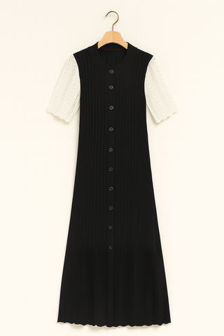 Julia Strick - Maxikleid mit Knopfleiste - Kleider - Schwarz - Müller Mode