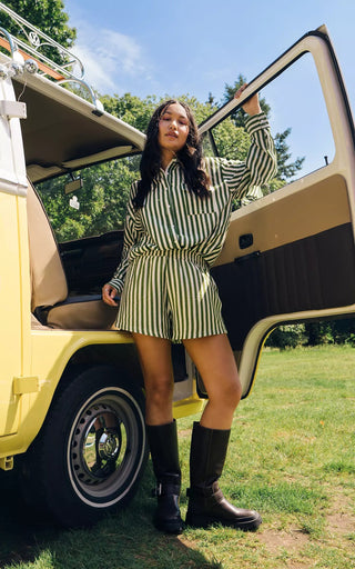 Julieann - Sommershorts - Streifendruck - Shorts - Dunkelgrün - Müller Mode