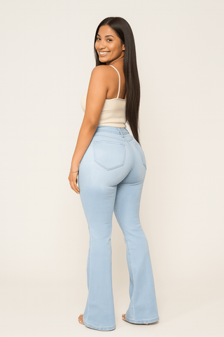Juna Jeans mit hoher Taille und Schlag - Jeans - Blau - Müller Mode