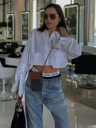 Kaleen - Langärmliges Hemd - Gekürzter Schnitt - Bluse - Blau - Müller Mode