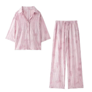 Kamala - Lässiges Hemd - und Hosenset - Dezenter Blumendruck - Sets - Rosa - Müller Mode