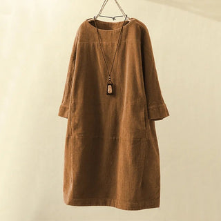 Kamilla - Cordkleid - Retrodesign - Kleider - Braun - Müller Mode