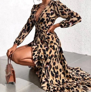Karin - Kleid mit V - Ausschnitt - Frühlingskleid - Kleider - Braun - Müller Mode