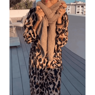 Karin - Kleid mit V - Ausschnitt - Frühlingskleid - Kleider - Braun - Müller Mode