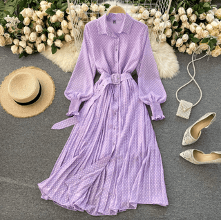 Kine - Stylisches Frühlingskleid - Kleid mit Punkten - Kleider - Lila - Müller Mode